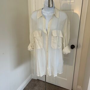 Banana Republic Ivory Silk Button Down Blouse